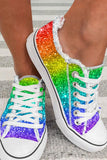 Women's Rainbow Pride Month Canvas Shoes Lace Up Sneakers