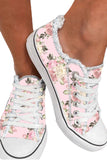 Women's Pink Lace Up Flat Canvas Shoes Casual Pink Sneakers