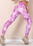 Purple Women's Leggings Slim Color Block Tiedye Mid Waist Casual Full Length Track Pants LC263578-8