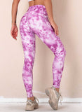 Purple Women's Leggings Slim Color Block Tiedye Mid Waist Casual Full Length Track Pants LC263578-8