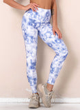 Blue Women's Leggings Slim Color Block Tiedye Mid Waist Casual Full Length Track Pants LC263578-5