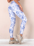 Blue Women's Leggings Slim Color Block Tiedye Mid Waist Casual Full Length Track Pants LC263578-5