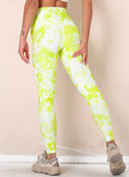 Yellow Women's Leggings Slim Color Block Tiedye Mid Waist Casual Full Length Track Pants LC263578-7
