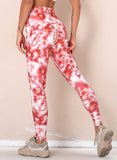 Red Women's Leggings Slim Color Block Tiedye Mid Waist Casual Full Length Track Pants LC263578-3