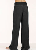 Black Women's Jeans Mid Waist Elastic Waist Palazzo Pants LC772033-2