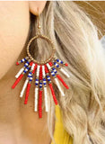 America Flag Rice Bead Earrings