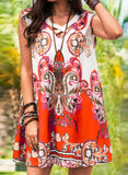 Orange Women's Dresses Tribal Cutout Loose Mini Dress LC227675-14