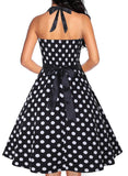 Black Women's Dresses Polka Dot Belted Mini Dress LC616104-2