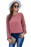 Red White/Black/Red/Sky Blue/Brown Swiss Dot Long Puff Sleeve Top LC2518188-3
