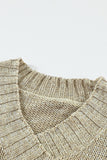 Gray White/Black/Gray/Khaki V neck Drop Shoulder Knitted Sweater LC2721139-11