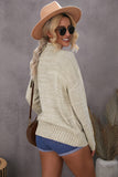 Khaki White/Black/Gray/Khaki V neck Drop Shoulder Knitted Sweater LC2721139-16