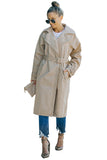 Women's Runway Style Belted Lapel Collar Long Trench Coat