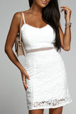 White suspender lace mini dress LC6111670-1