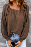 Brown Waffle Texture Casual Square Neck Pullover LC25115253-17
