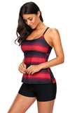 Strappy Hollow Out Back Plus Size Tankini