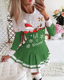 Christmas Let It Snow Print Mini Dress for Women