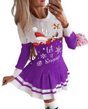 Christmas Let It Snow Print Mini Dress for Women