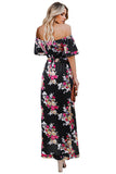 Off Shoulder High Low Smocked Floral Maxi Dress