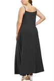 Plus Size Solid V Neck Maxi Cami Dress Black