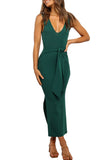 Backless Solid Slit Bodycon Maxi Dress With Slit Green
