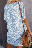 Women's Casual Short Sleeve Leopard Print T-Shirt Mini Dress With Pocket