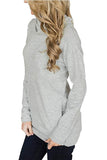 Cowl Neck Long Sleeve Pocket Plain Sweatshirt Gray