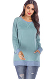 Contrast Long Sleeve Sweatshirt Turquoise