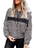 Long Sleeve Leopard Print Zipped Hoodie