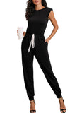 Womens Sleeveless Jumpsuit With Shoulder Padded