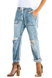 Women's High Waisted Ripped Denim Jeans Casual Pants