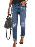 Casual Pocket High Waisted Ripped Jeans