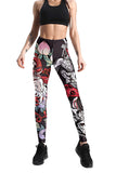 Womens Stretchy Skinny High Waisted Graphic Printed Leggings Ruby