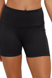 Solid High Waisted Bike Shorts With Pocket