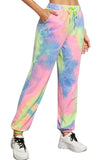 Women's High Waisted Drawstring Tie Dye Workout Jogger Sweatpants With Pocket