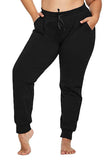 Plus Size Solid Drawstring Active Jogger Sweatpants With Pocket