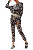 Leopard Print Long Sleeve Top With Jogger Pants Set