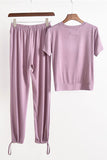 Women's Modal Short Sleeve Sleepwear Pajama Set Light Purple