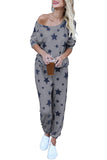 Star Print Top With Pants Long Sleeve Pajama Set Sleepwear