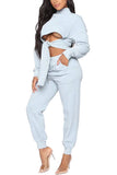 Long Sleeve Cut Out Tie Crop Top High Waisted Pants Two Piece Set