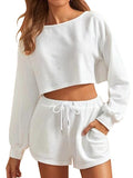 Women's Tracksuit Crop Top and Shorts Lounge Sleepwear