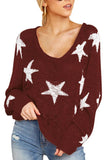 Long Sleeve Scoop Neck Star Sweater Women