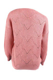Crew Neck Drop Shoulder Pullover Sweater Pink