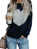 Knit Heart Print Long Sleeve Pullover Sweater