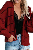 Open Front Bishop Sleeve Striped Cardigan Sweater