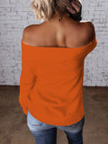 Color Block Knit Off Shoulder Sweater