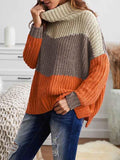 Turtleneck Sweater Colorblock Oversized Sweaters