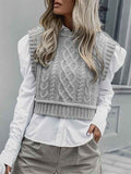 Women's Sleeveless Cable Knit Crop Sweater Top