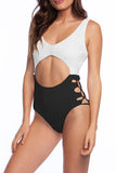 Women's V Neck Cut Out Backless High Cut One Piece Swimsuit