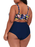 Womens Plus Size Tummy Control Pleated Bikini Set