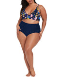 Womens Plus Size Tummy Control Pleated Bikini Set